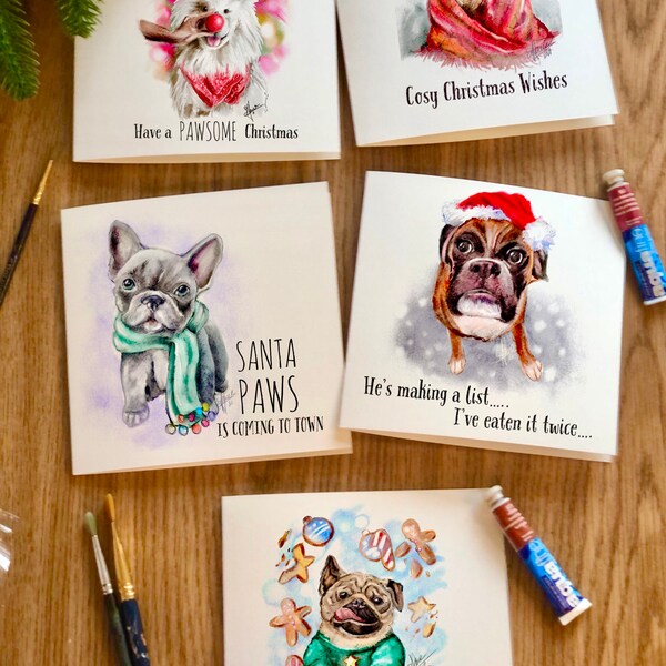 Christmas Card value Pack A (dogs only) original illustrations - made in Ireland