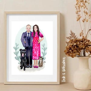 Custom illustration - digital handdrawn watercolour print *free shipping* wedding, engagement, birthday, new home, personalised valentines