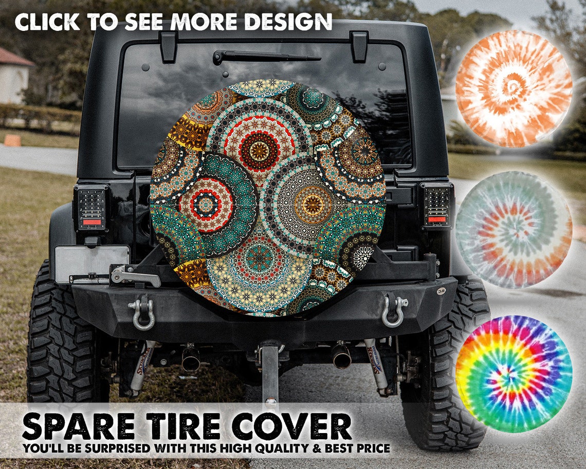 Vintage Pattern Spare Tire Cover With Backup Camera Hole Tire Etsy