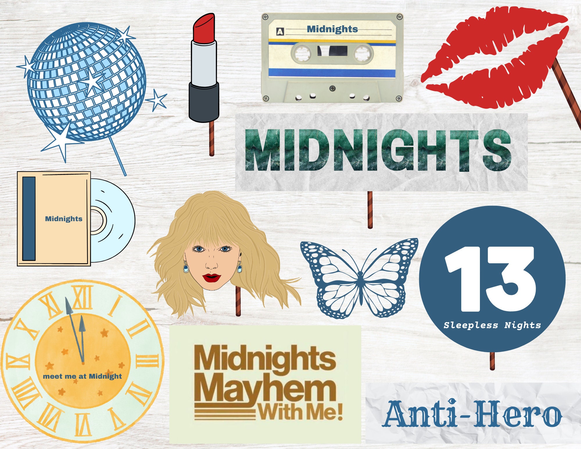 Midnights Taylor Swift Photo Booth Printable Props Taylor Etsy Australia