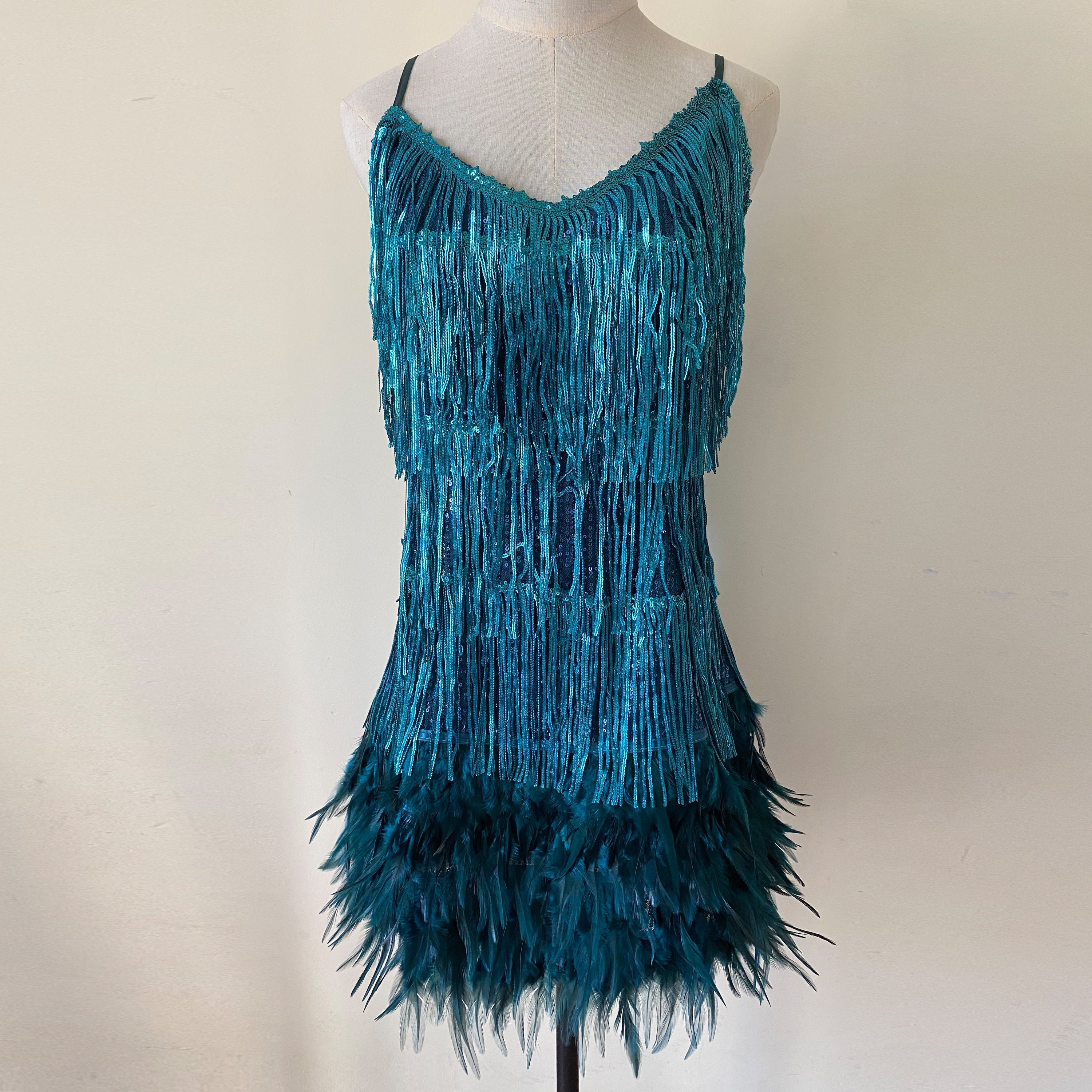 20s Party Dress Womens Feather V-neck Fringe Dress Fashion - Etsy