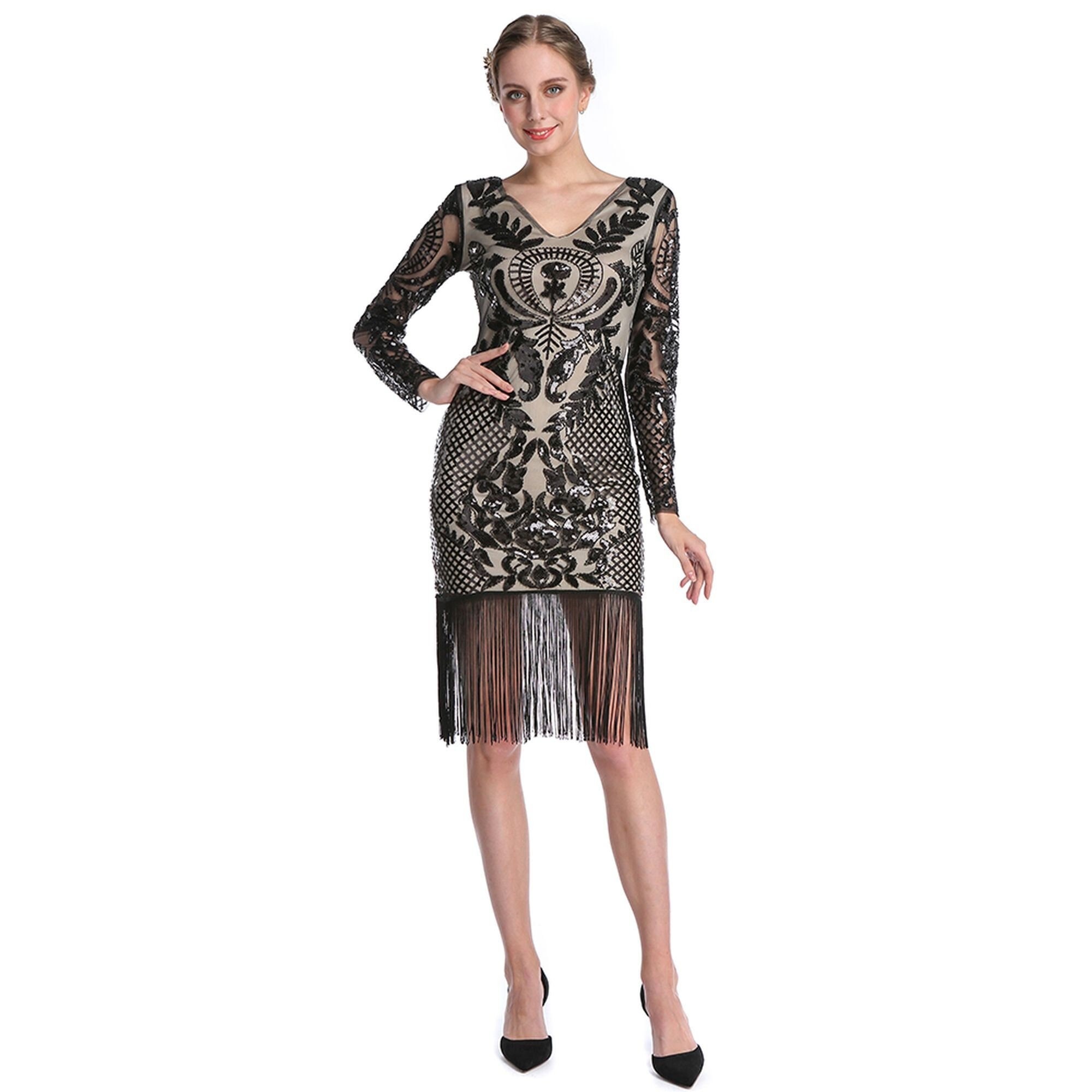 Long sleeve 2025 flapper dress