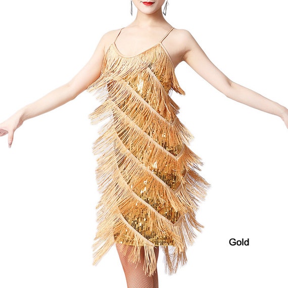Evening Dress With Dancing Fringe Glitter Dress 70s Dress - Etsy Canada