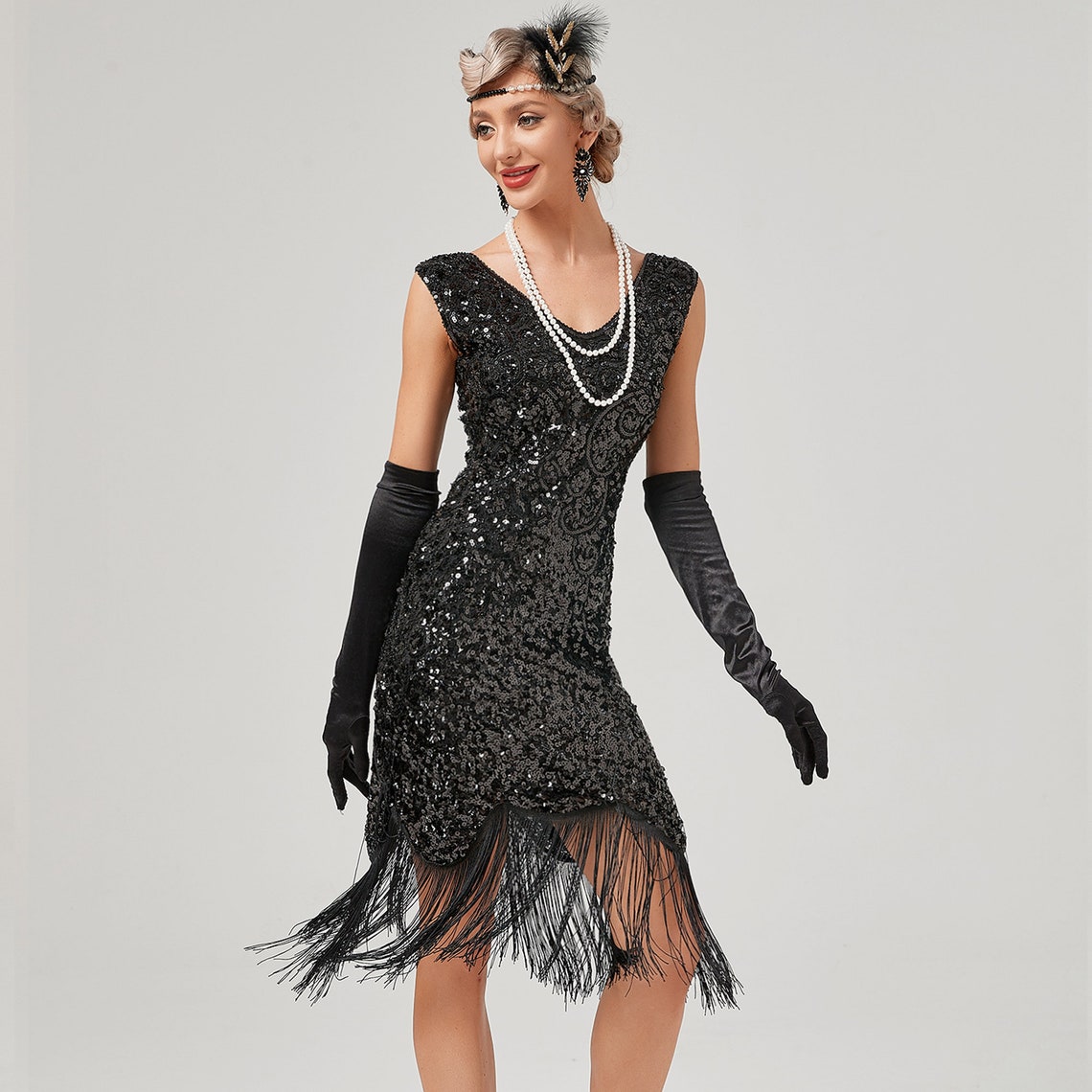 Women's 1920s Great Gatsby Flapper Fringe Beaded Party - Etsy
