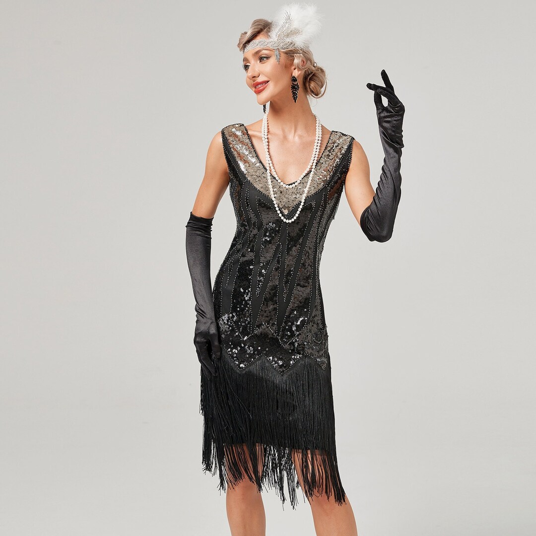 Women's 1920s Great Gatsby Flapper Fringe Beaded Party Dress for Great ...