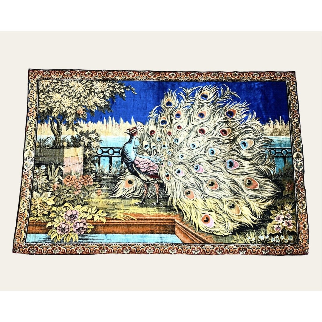 Peacock Pattern Vintage Wall Rug Tapestry 70X47 Vtg Wall Etsy