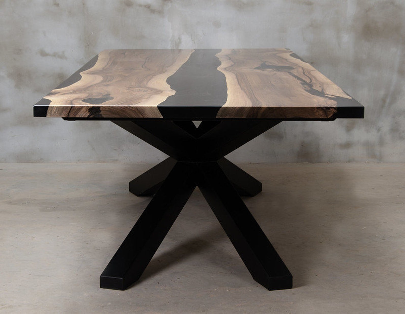 UK WALNUT EPOXY Resin Handmade Dining Table Solid Oak Rectangular ...