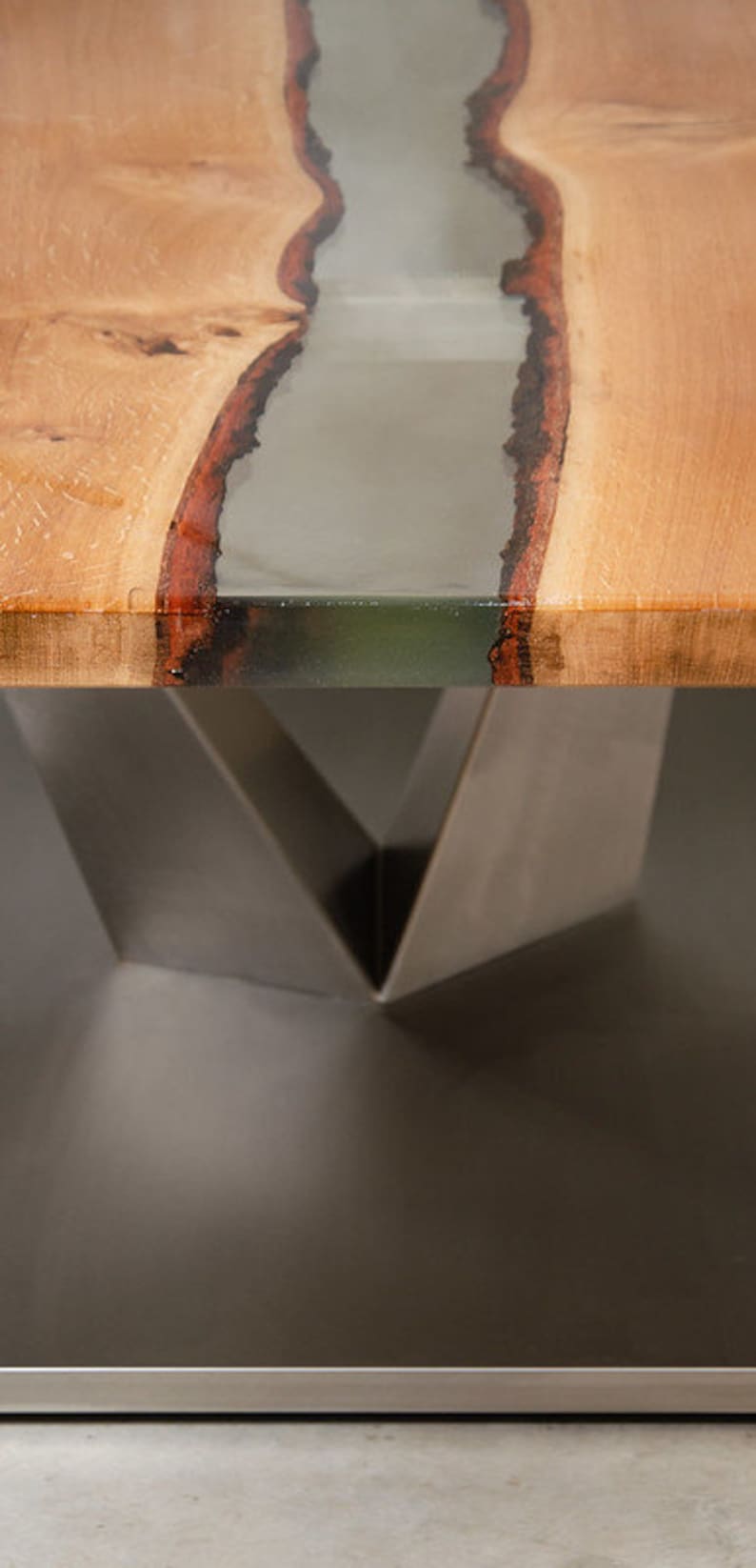 UK OAK EPOXY Resin Handmade Dining Table Solid Oak Rectangular, Bespoke ...