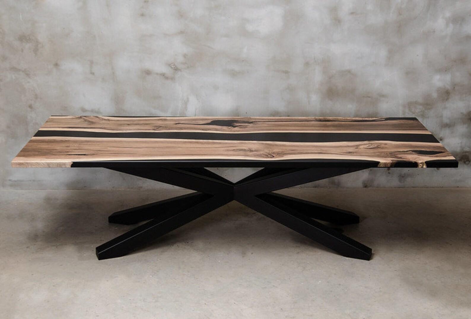 UK WALNUT EPOXY Resin Handmade Dining Table Solid Oak Rectangular ...