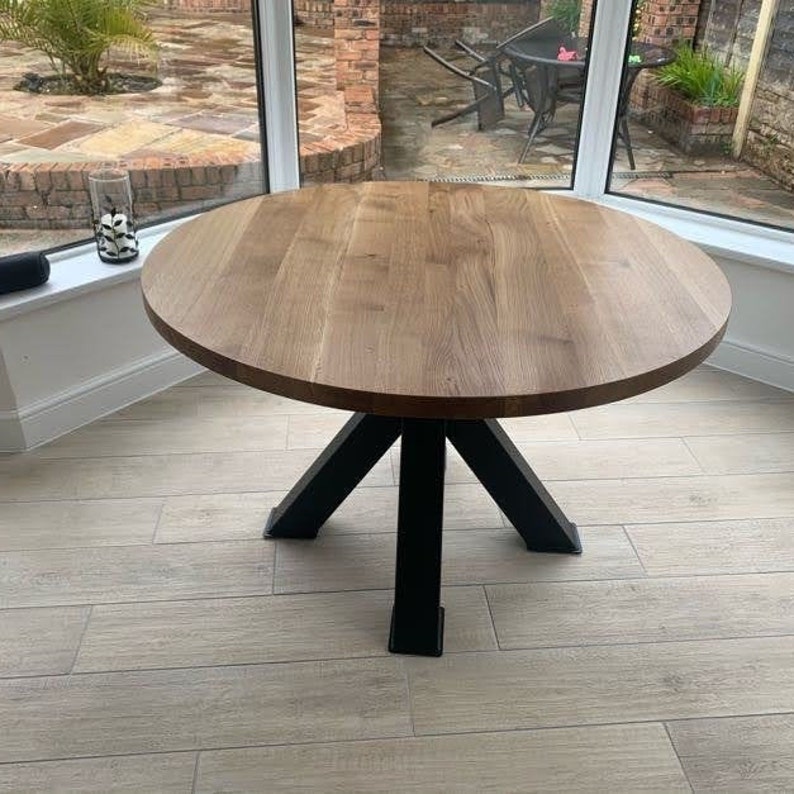 UK Handmade Solid Oak Dining Table, Round Table, Round Oak Table, Oak ...