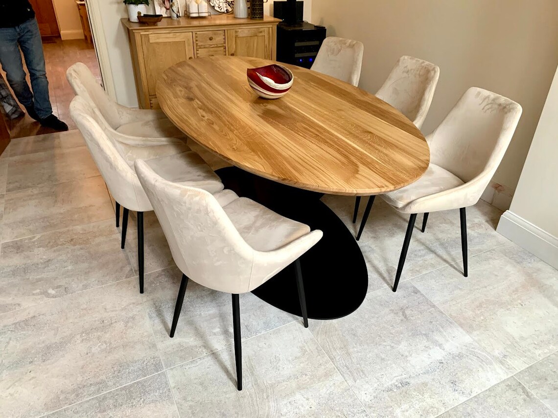 UK Oak Dine Table Handmade Bespoke Solid Oak Oval Dining - Etsy