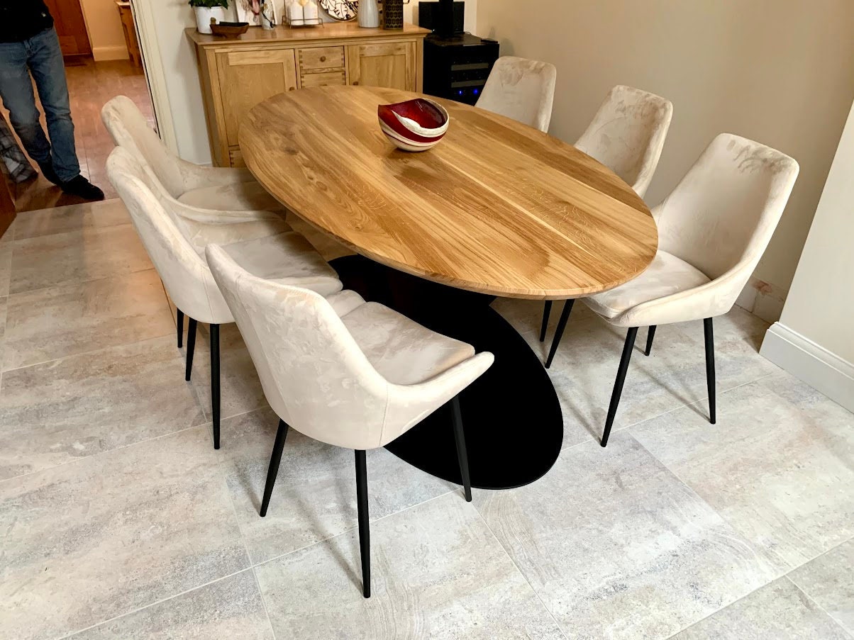 UK Oak Dine Table Handmade Bespoke Solid Oak Oval Dining Table, Chunky Oak Kitchen Table ...