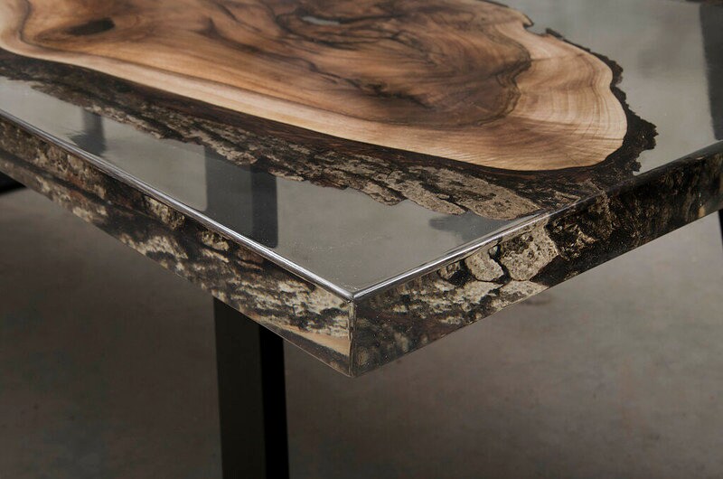 UK WALNUT EPOXY Resin Handmade Dining Table Solid Oak Rectangular ...
