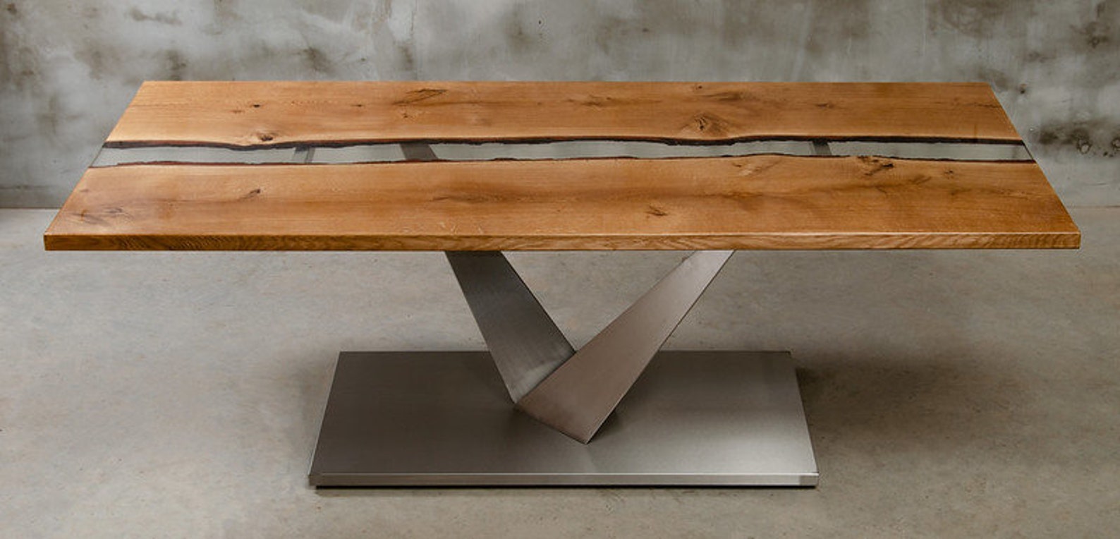 UK OAK EPOXY Resin Handmade Dining Table Solid Oak Rectangular, Bespoke ...