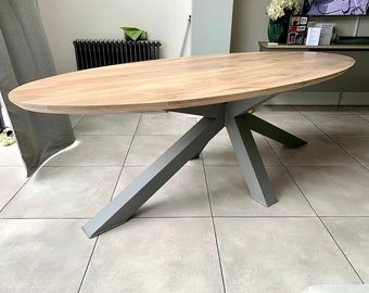 UK Oak Dine Table Handmade Bespoke Solid Oak Oval Dining Table, Chunky Oak Kitchen Table Lacquered Oil Stained