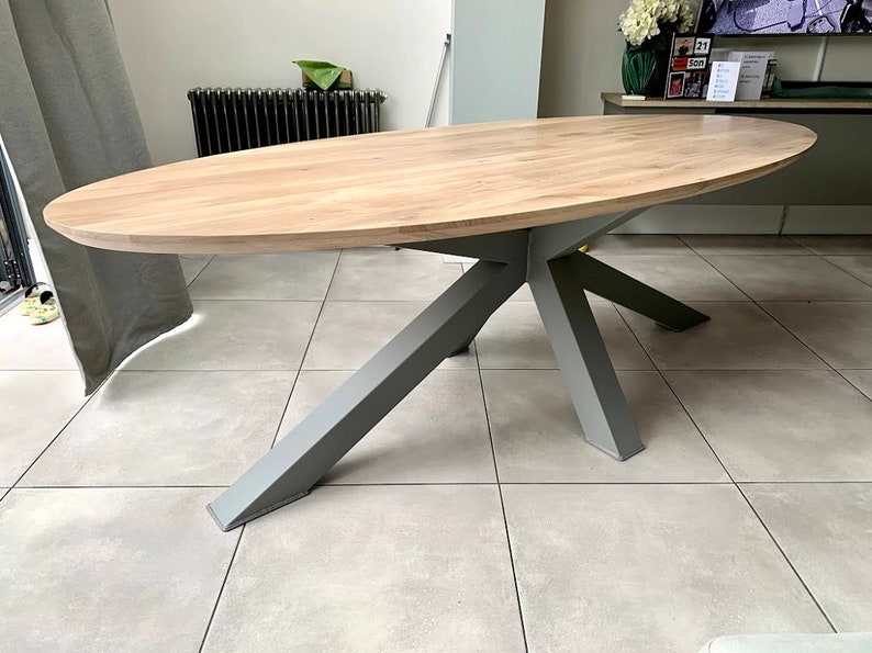 UK Oak Dine Table Handmade Bespoke Solid Oak Oval Dining Table, Chunky Oak Kitchen Table ...