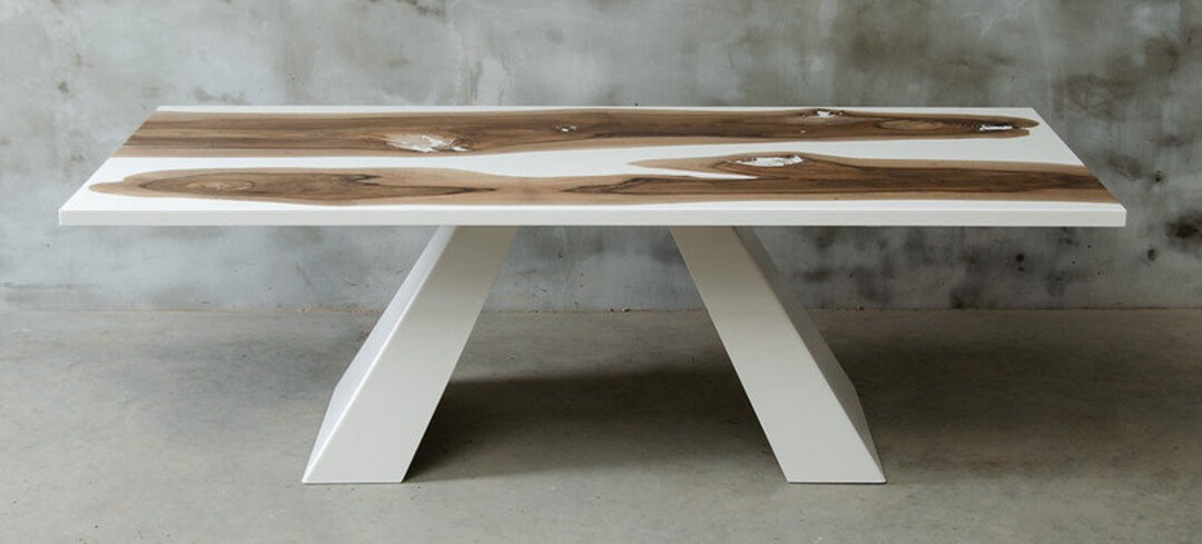 UK WALNUT EPOXY Resin Handmade Dining Table Solid Oak Rectangular ...