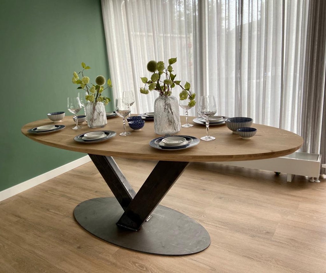 UK Handmade Solid Oak Oval Dining Table Chunky Oak Kitchen Etsy UK
