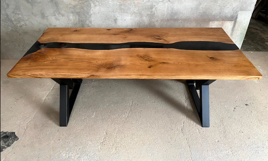 UK Handmade OAK EPOXY Resin Dining Table Solid Oak - Etsy UK
