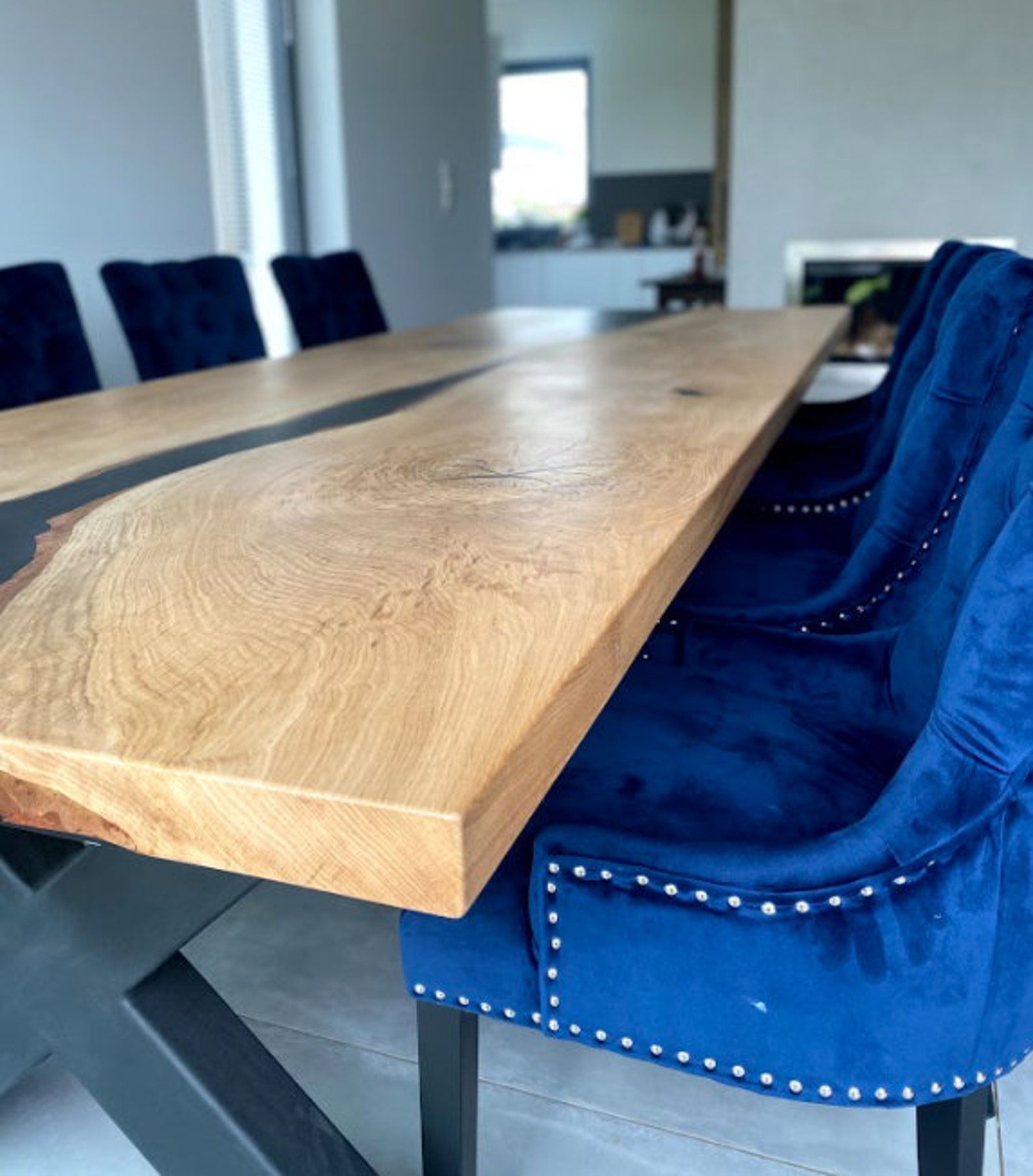 UK Handmade OAK EPOXY Resin Dining Table Solid Oak Etsy