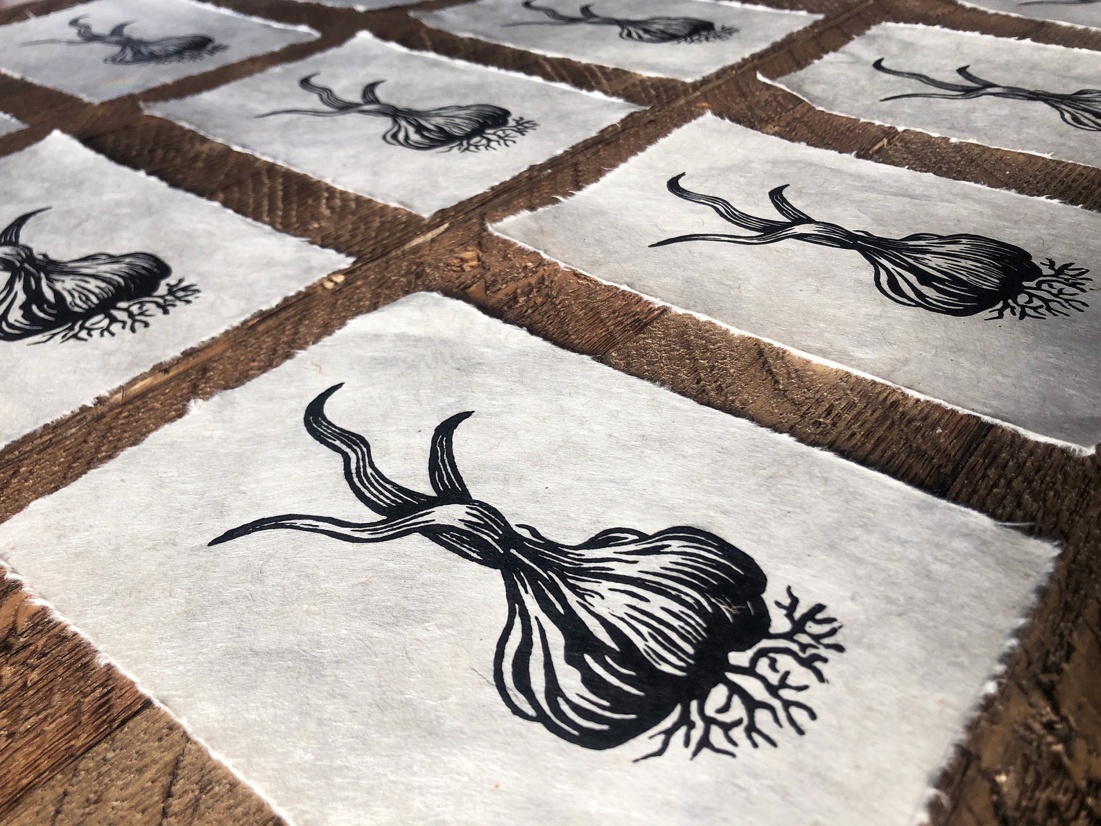 Garlic Original Handcarved Linocut Print Etsy