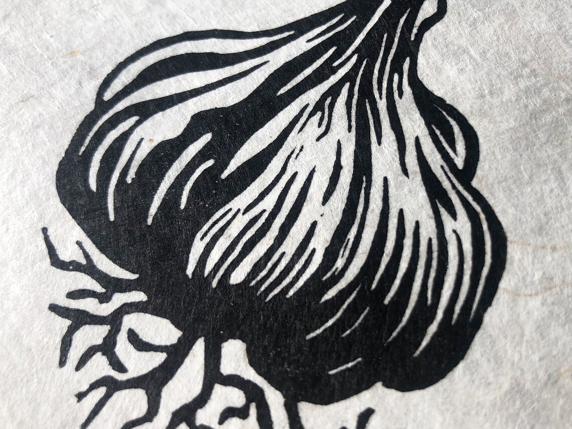 Garlic Original Handcarved Linocut Print Etsy Denmark