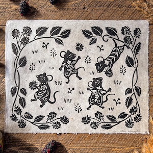Berry Harvest | Original, Hand-Carved, Linocut Print