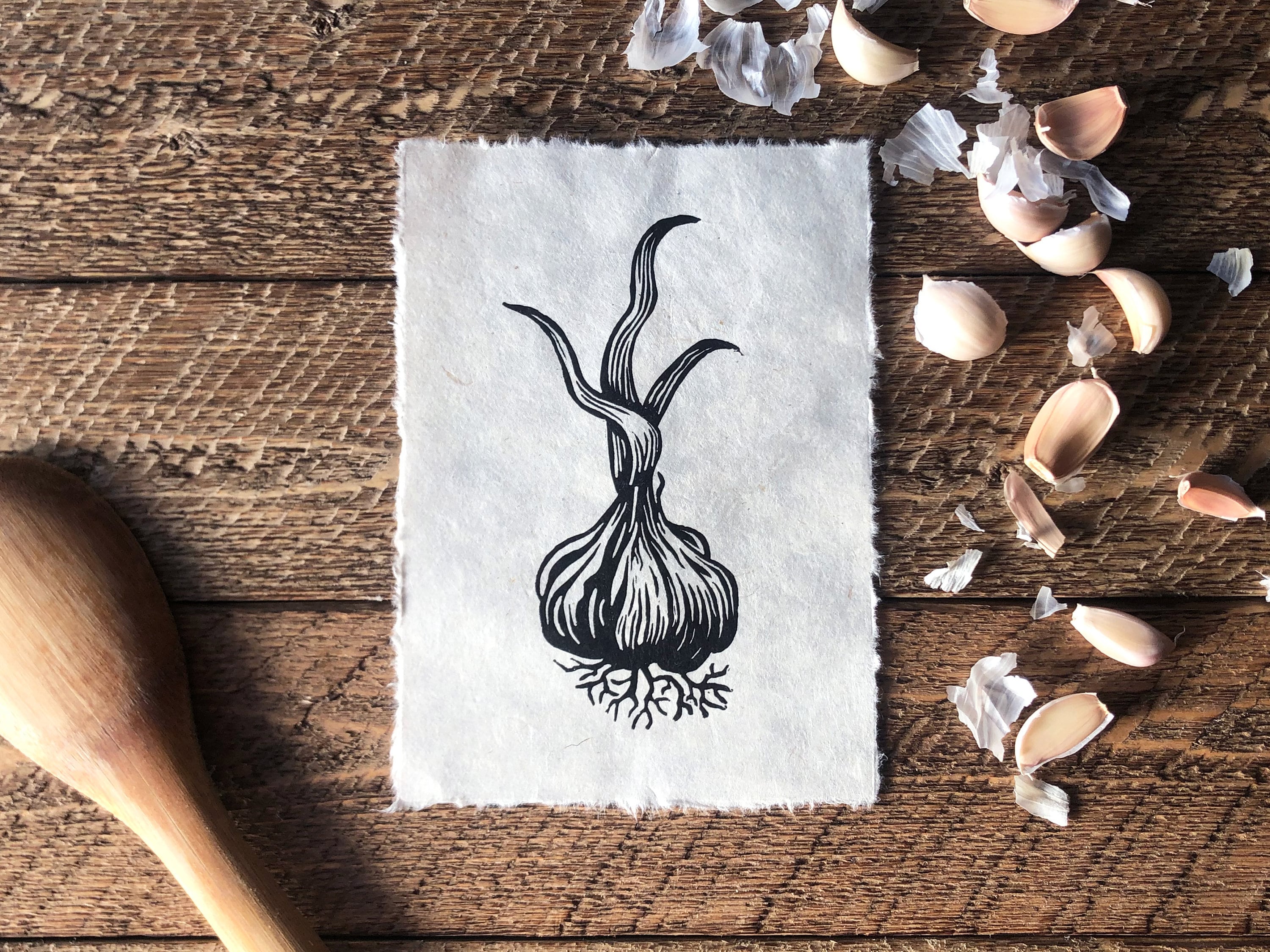 Garlic Original Handcarved Linocut Print Etsy Denmark