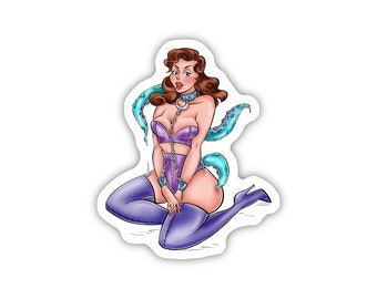 Monstre tentaculaire et pin-up Sticker