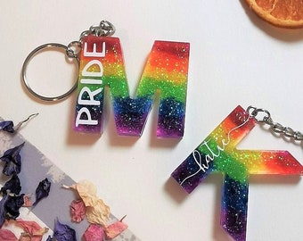 LGBTQ+ Personalised Initial Keyring | Pride Keyring | Pride Rainbow Keyring | Personalised Pride Keyring | Peronalised LGBTQ+ Name Keyring