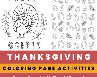 Printable Thanksgiving Coloring Page Activity Bundle