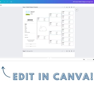 Customizable Rabbit Pedigree and Cage Card for Rabbitry Record Keeping Canva Template image 5