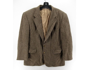 Vintage Brown Tweed Sport Coat Mens Size 40, 1980s Brown