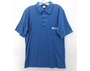 VINTAGE New York Mets Polo Shirt XL 70s Sportswear Baseball USA Made