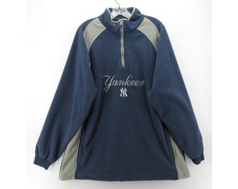 VINTAGE New York Yankees Sweatshirt Large Lee Sport Fleece 1/4 Zip *