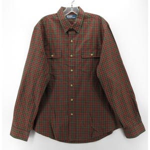 Camisa polo vintage Ralph Lauren, talla grande, estampado a cuadros escoceses, coderas.