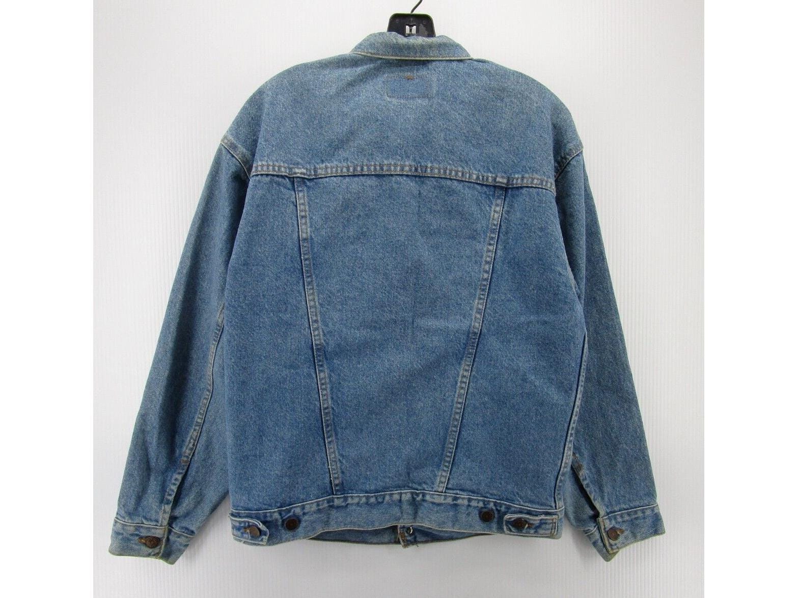 VTG 80s CUSTOMISED GLASS ROSES TYPE 3 TRUCKER DENIM JACKET ROCKABILLY MOD 34” XS