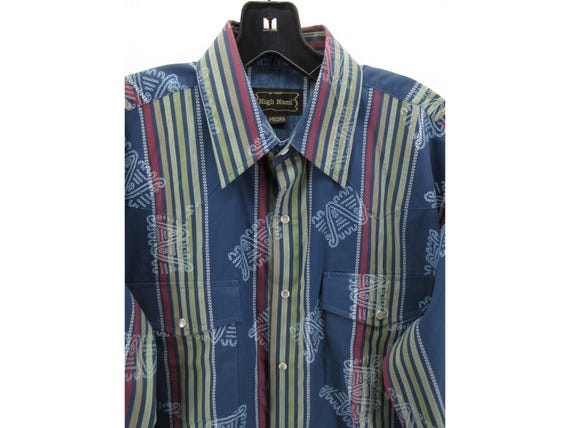 Chemise Vintage Rodeo Rider Homme – Violette, à Rayures, Boutons Pression Nacrés, Années 90