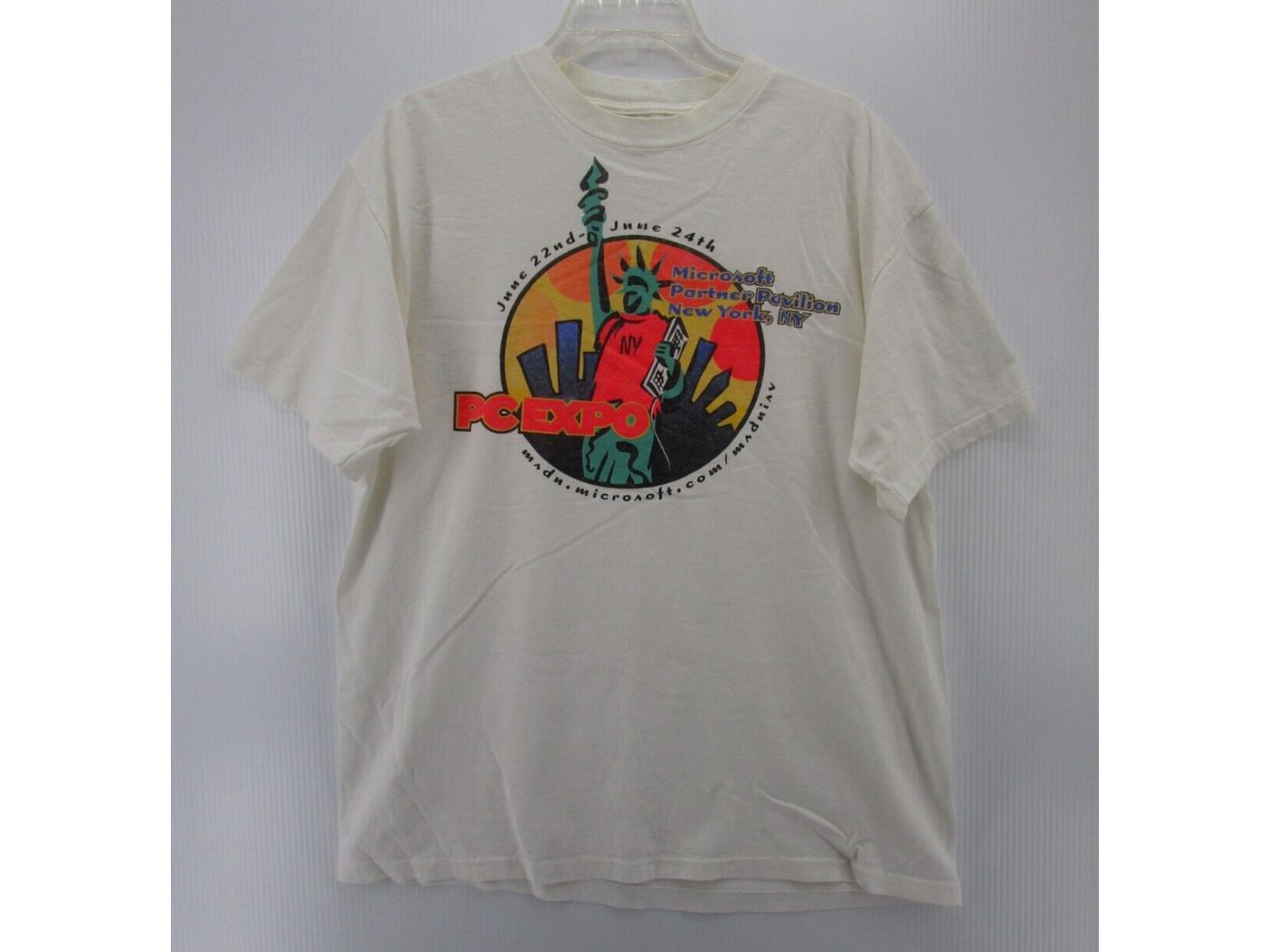 VINTAGE Microsoft Shirt XL Windows 2000 PC Expo New York Nyc Y2K 