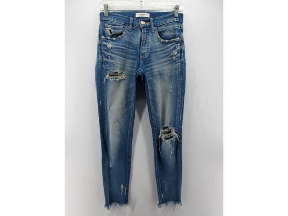 Mous sy Vintage Jeans 24 Skinny Raw Hem Distressed Made In Japan *