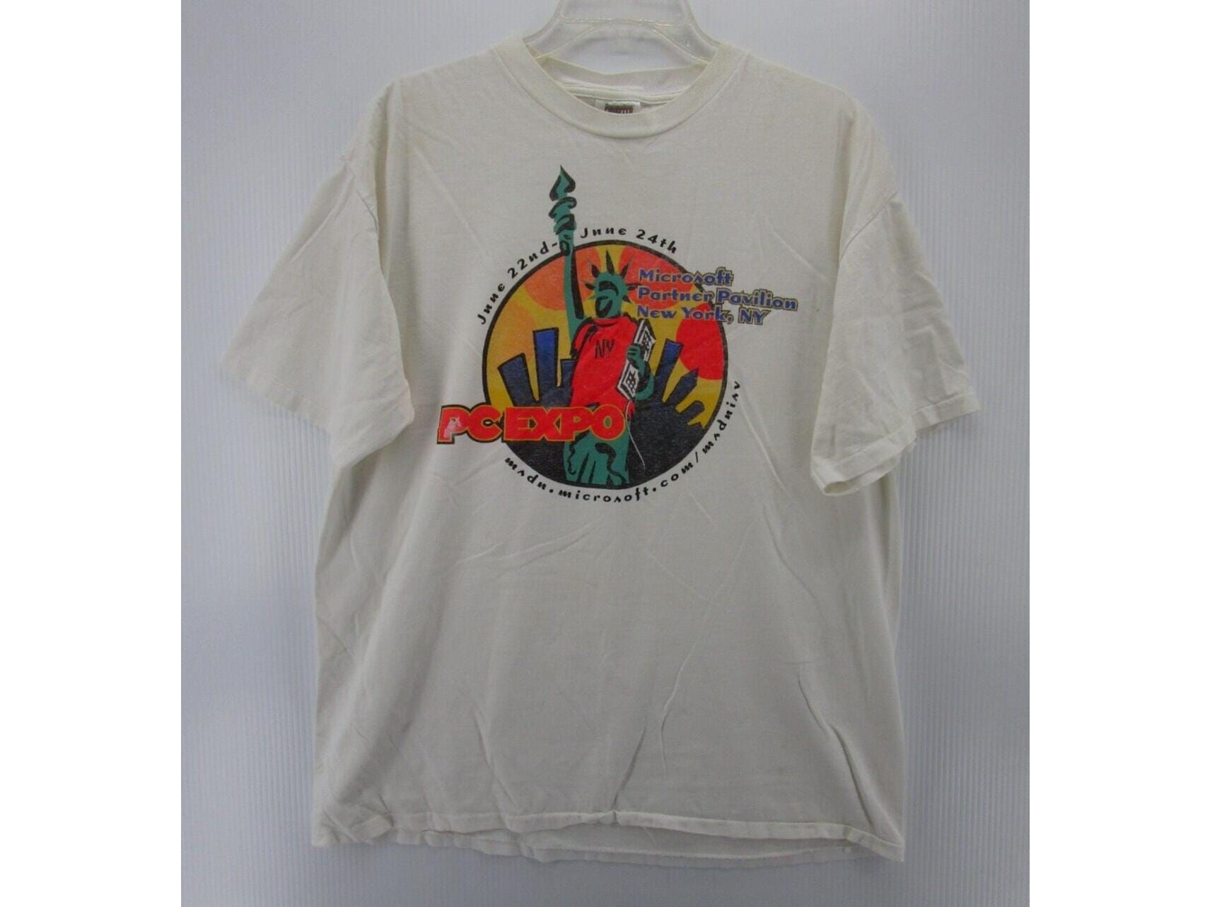 VINTAGE Microsoft Shirt XL Windows 2000 PC Expo Statue of Liberty 