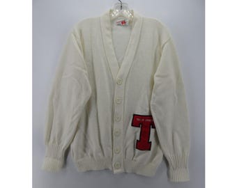 Cardigan VINTAGE Letterman Medium Cheer Team Varsity Années 80 Etats-Unis