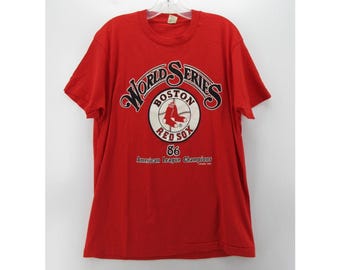 VINTAGE Boston Sox Shirt Red 1986 World Series AL Champions USA
