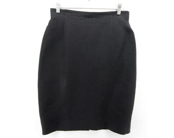 VINTAGE Escada Skirt Medium New Wool Straight Pencil Preppy Slit 40