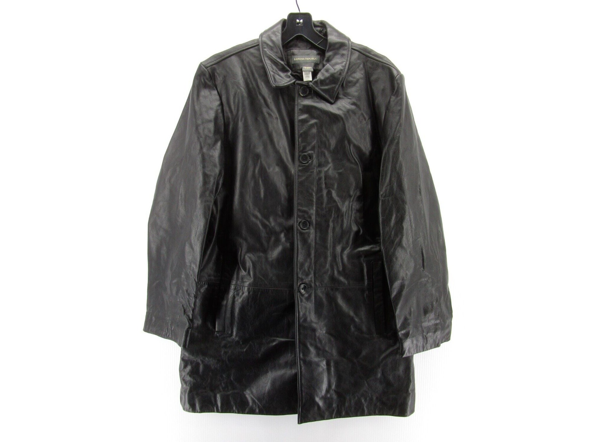 VINTAGE Banana Republic Leather Jacket Men Large Black