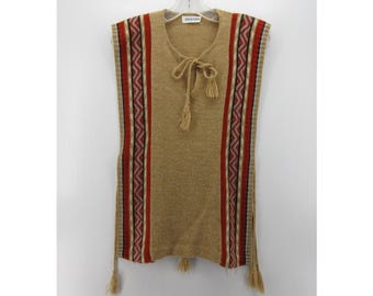 VINTAGE Pandora Sweater Small Vest Southwestern Boho Tasseled Knit