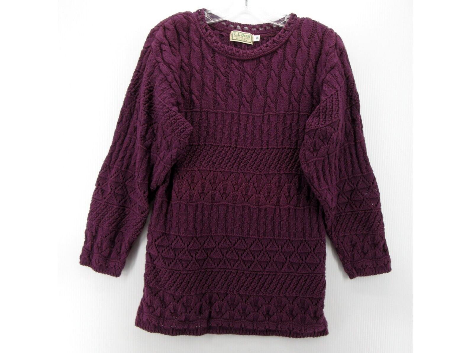 VINTAGE LL Bean Sweater Small Fisherman Cable Knit Crewneck 80s 