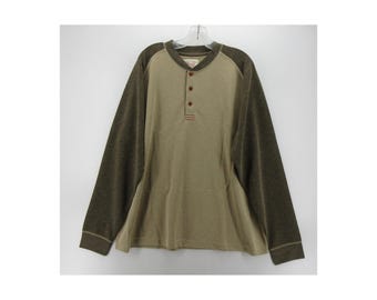 Remington Shirt XXL Green Henley Pullover Colorblock Raglan Knit NEW