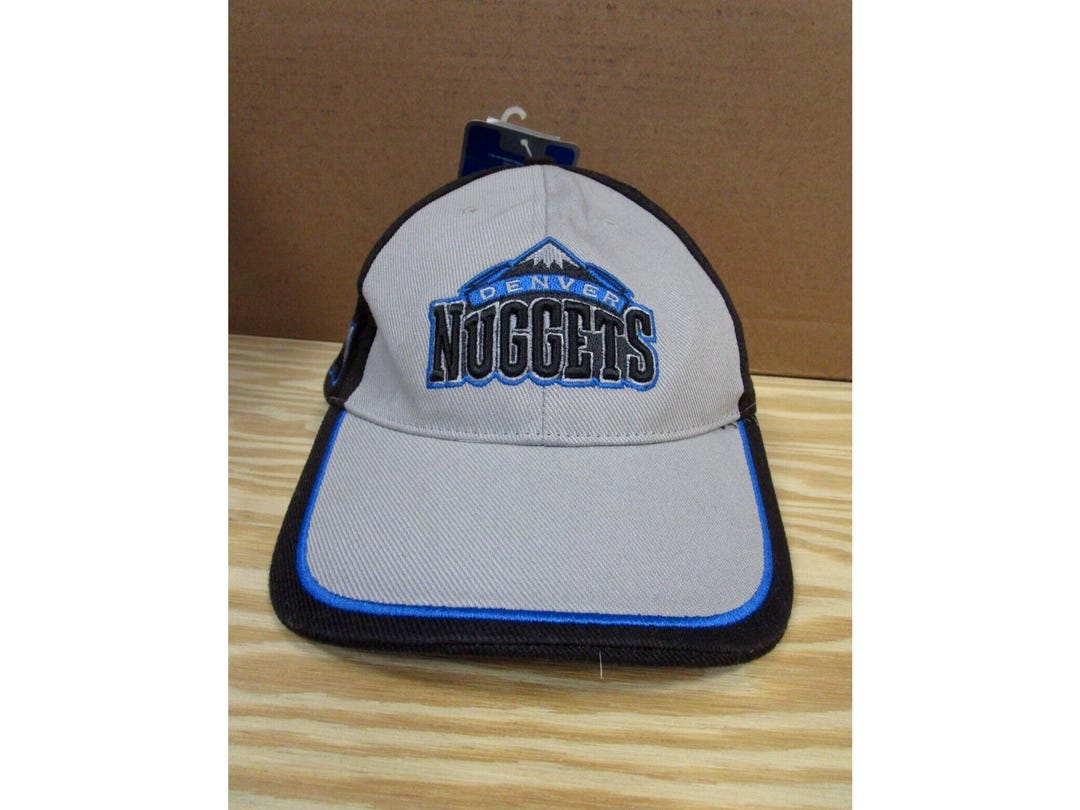 VINTAGE Denver Nuggets Hat Cap Hook & Loop Gray Twins Enterprise NBA ...