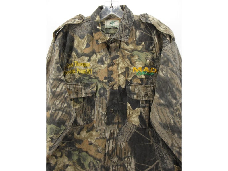 Camisa Mossy Oak VINTAGE XL Treestand Camo Hunting MAD Calls Military imagen 2